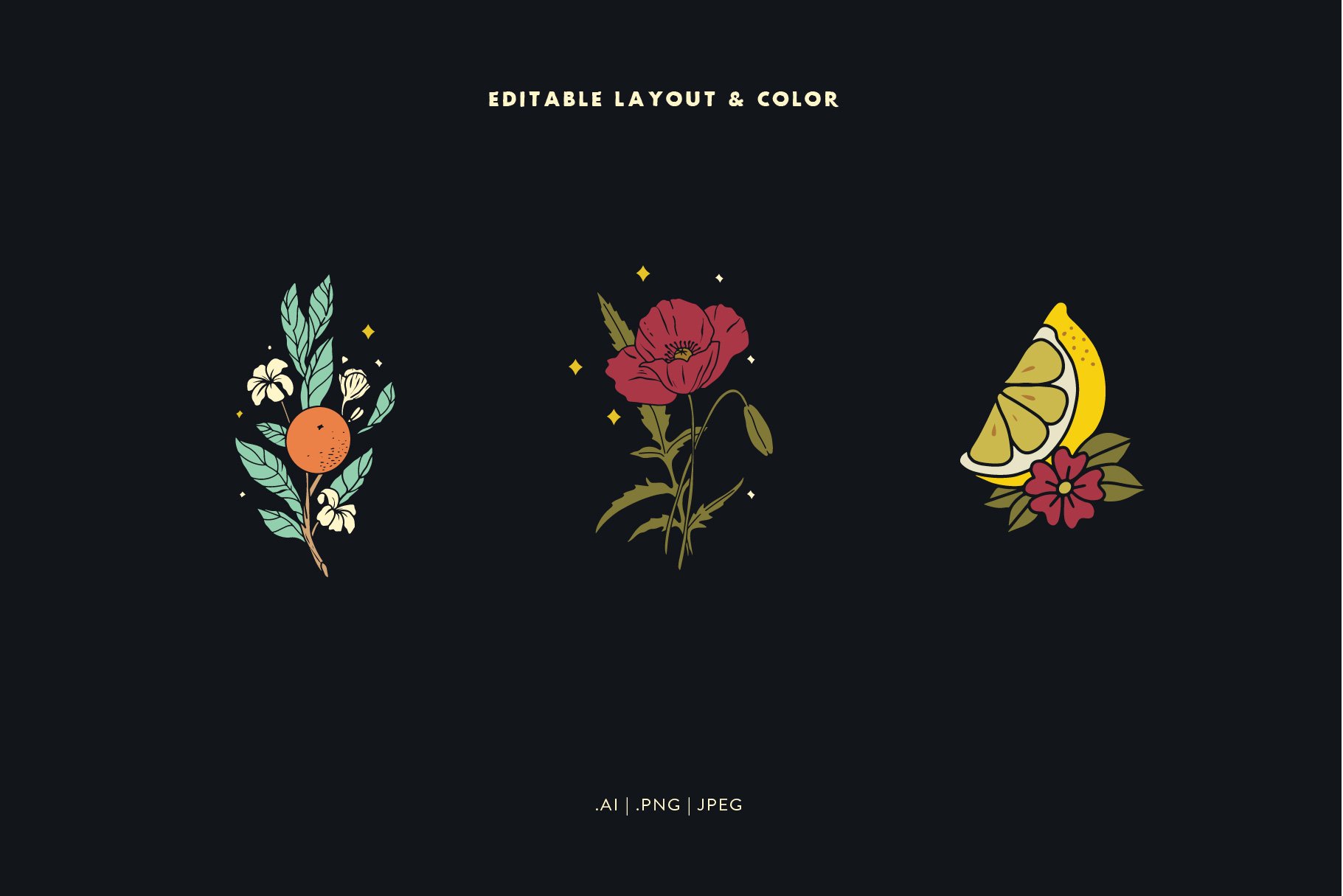 Artisan Collection – Illustration 30个平面手绘图形元素全彩色标签和贴纸设计插图（AI/PNG/JPG） 图片素材 sucaiwan.com