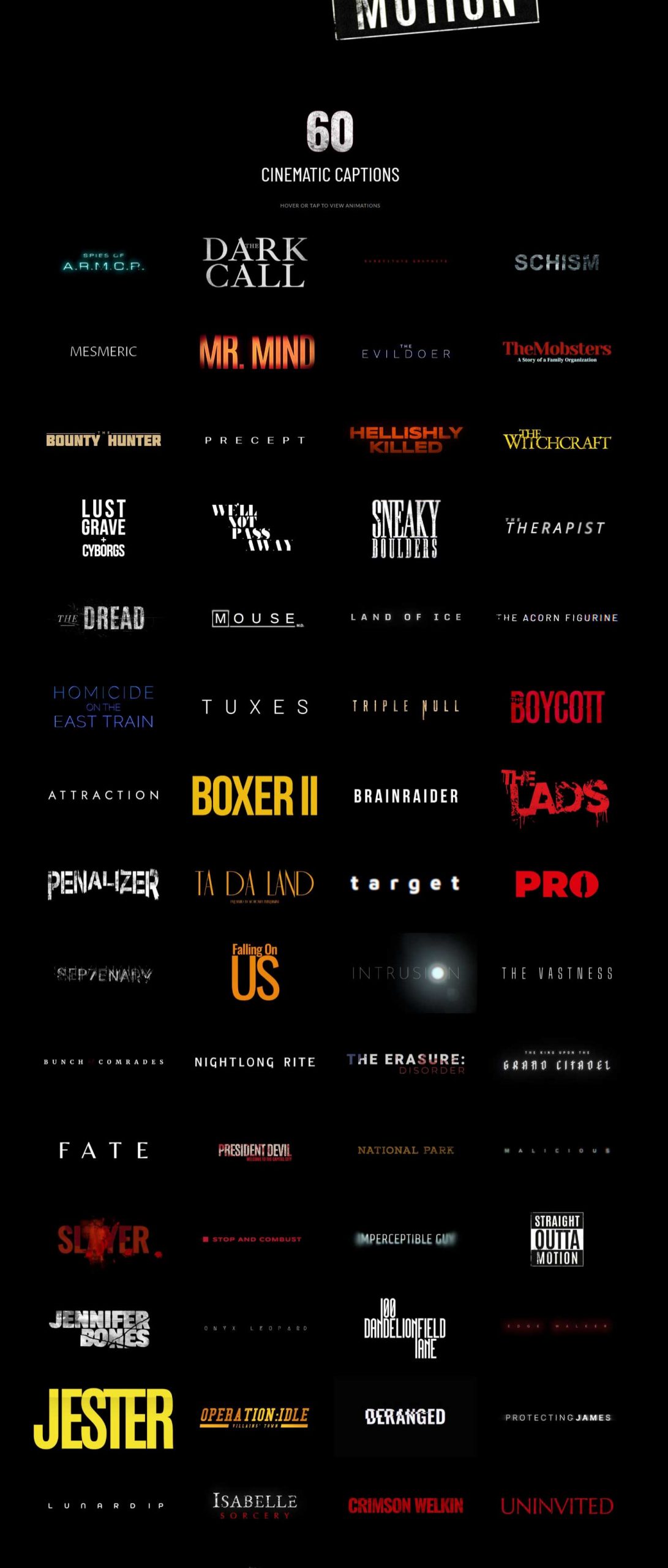 MotionVFX – mTitle Film 60种好莱坞风格电影字幕标题动画FCPX插件标题 + 字体 插件预设 sucaiwan.com