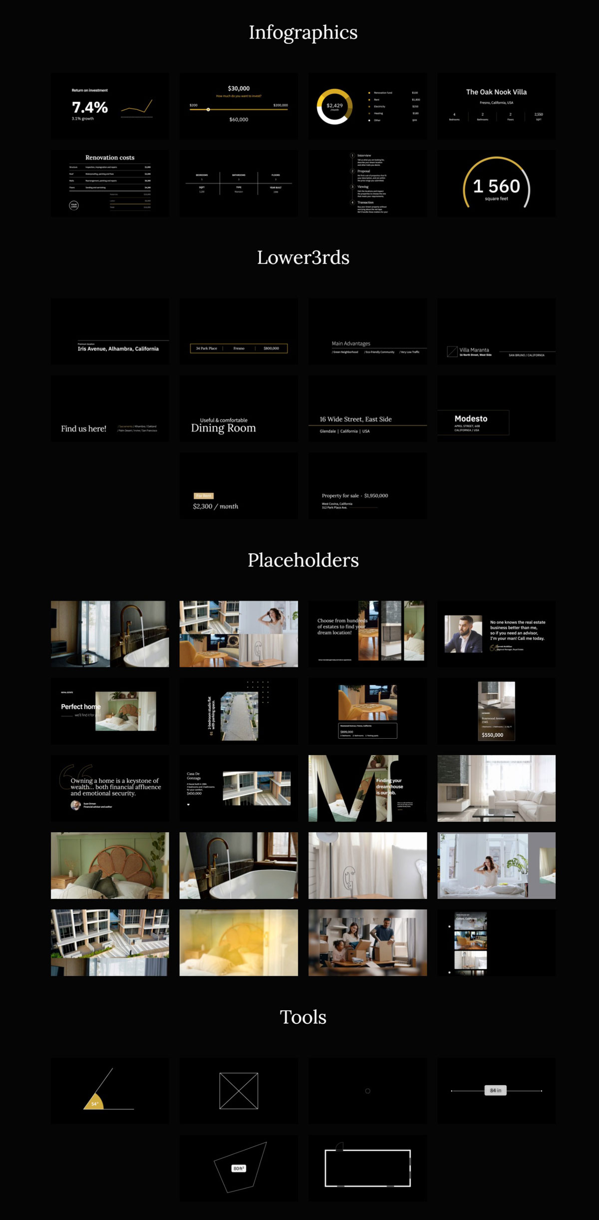 达芬奇预设：116个专业房地产项目价格平面图尺寸信息图展示动画编辑创作插件 MotionVFX – mReal Estate DVR 插件预设 sucaiwan.com