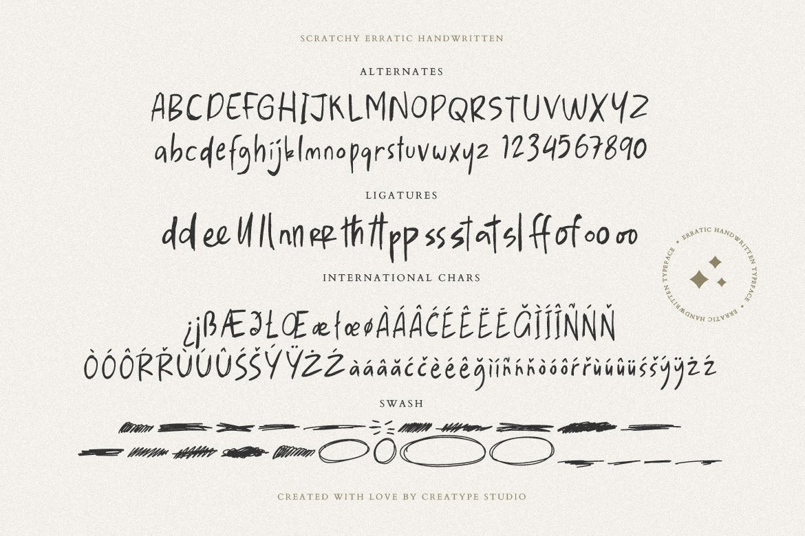 Scratchy Erratic Handwritten 潦草不稳定手写体 设计素材 sucaiwan.com