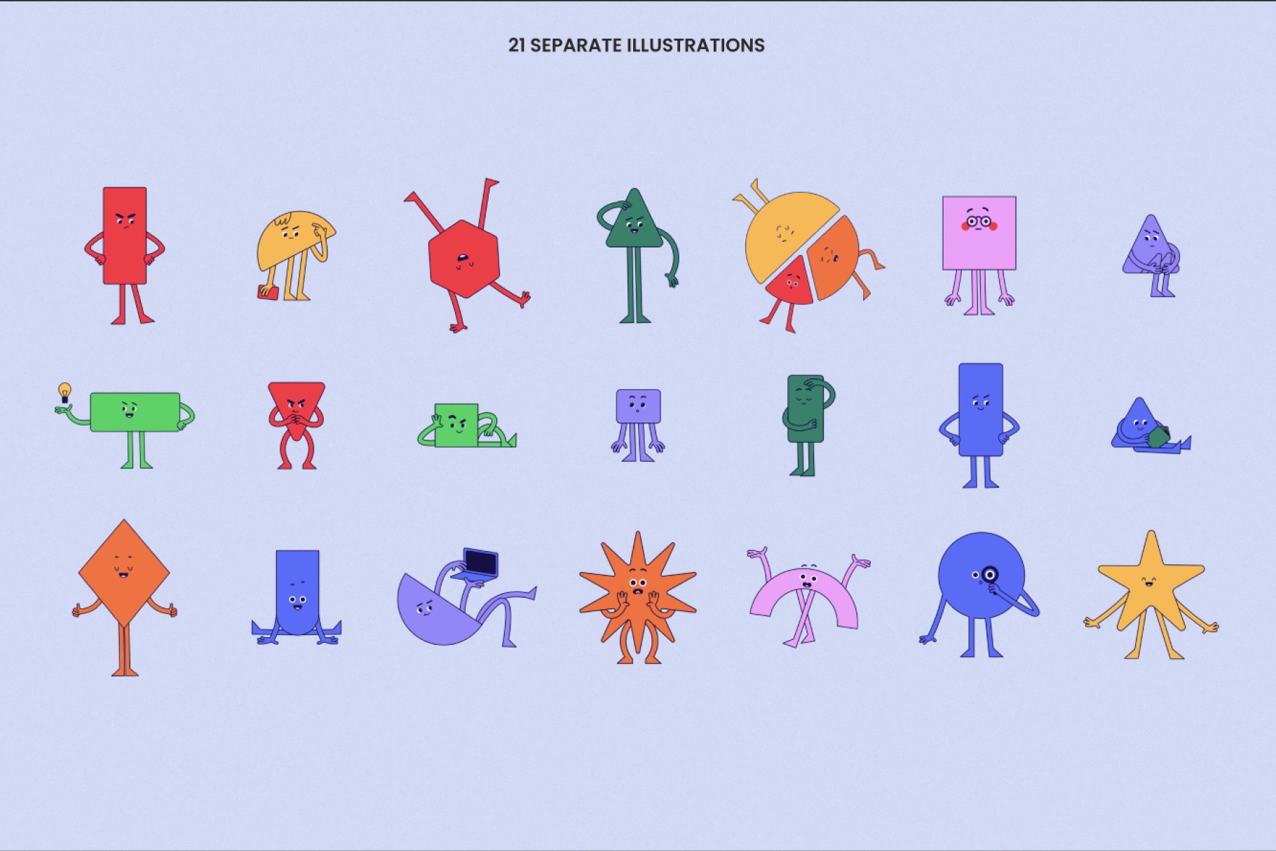 几何形状人物 PNG、AI矢量图形插画 Geometric Shape Characters , sucaiwan.com