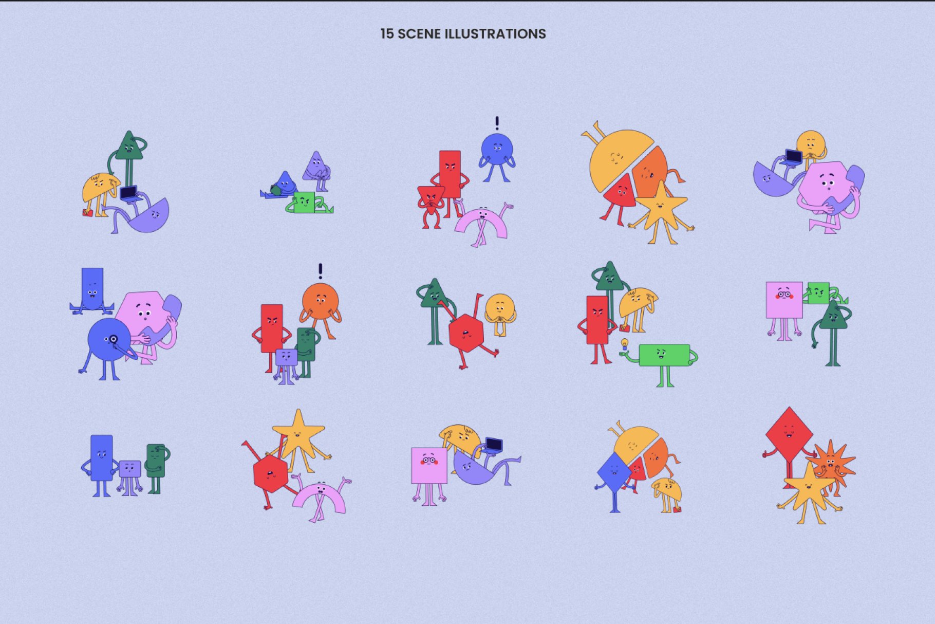 几何形状人物 PNG、AI矢量图形插画 Geometric Shape Characters , sucaiwan.com