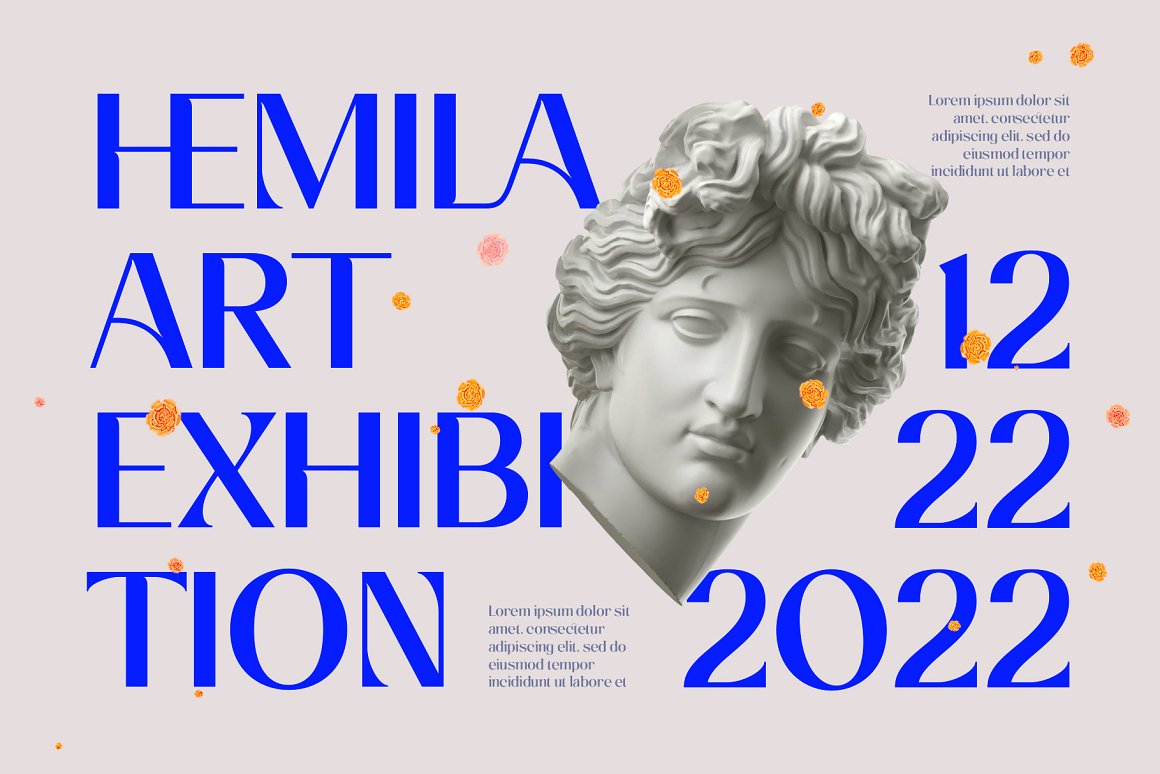 蒸汽波风格优雅文艺复兴雕塑海报封面半衬线英文字体 Cas Olgans 设计素材 sucaiwan.com