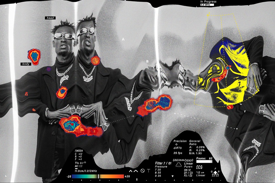 扭曲变形和拉伸扫描复古颗粒状时尚新潮海报设计失真效果PS模板 Echo Scan Distortion Effect , sucaiwan.com