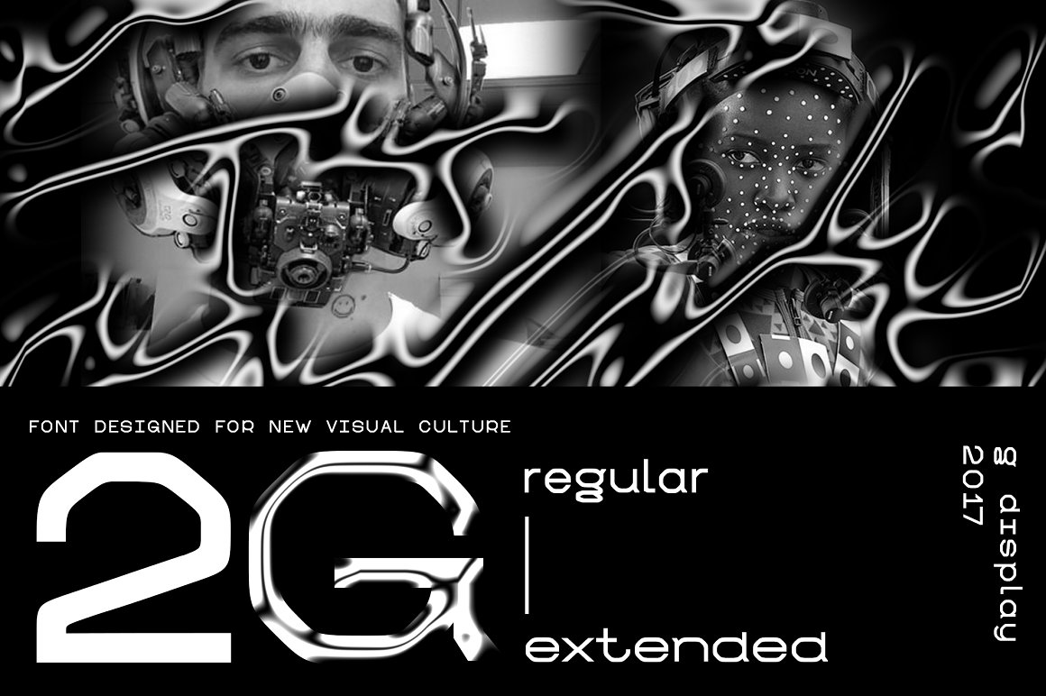 Timur Zima 赛博朋克酸性视觉美学菱形弯曲未来感科技显示屏字体包 G Display 设计素材 sucaiwan.com