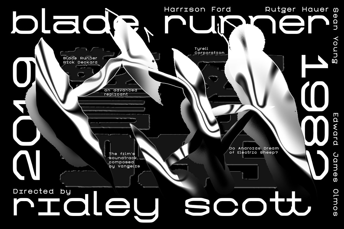 Timur Zima 赛博朋克酸性视觉美学菱形弯曲未来感科技显示屏字体包 G Display 设计素材 sucaiwan.com