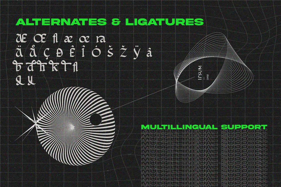 英文字体：哥特式复古品牌海报徽标设计装饰字体安装包 Blackletter Typeface Font , sucaiwan.com