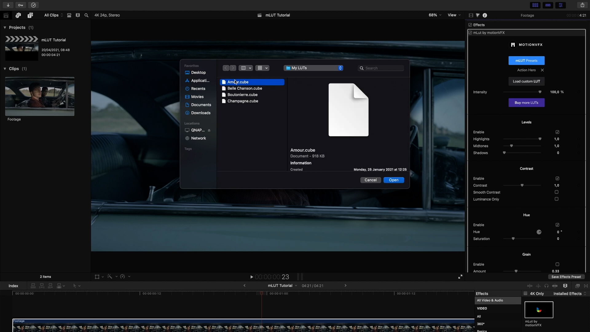 FCPX插件：专业LUT预设预览批量管理加载插件 MotionVFX – mLut 插件预设 sucaiwan.com
