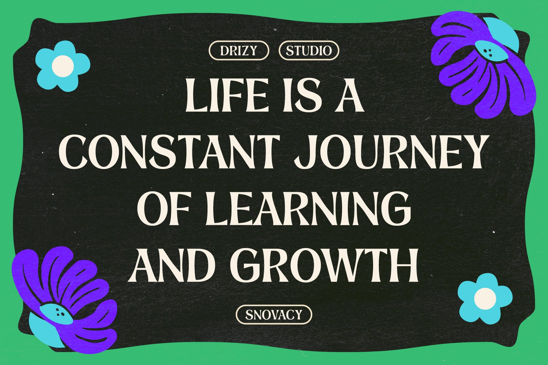 一款时髦美学花卉迷幻显示无衬线字体 Snovacy – Psychedelic Display Font 设计素材 sucaiwan.com