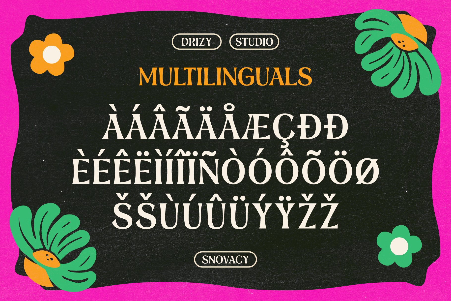 一款时髦美学花卉迷幻显示无衬线字体 Snovacy – Psychedelic Display Font 设计素材 sucaiwan.com