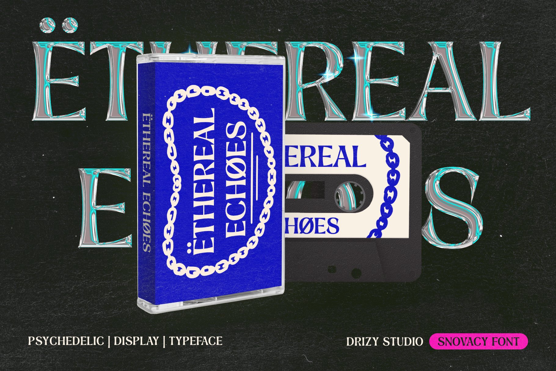 一款时髦美学花卉迷幻显示无衬线字体 Snovacy – Psychedelic Display Font 设计素材 sucaiwan.com