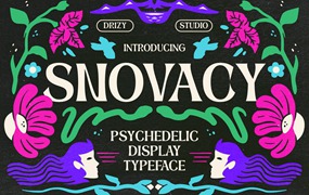一款时髦美学花卉迷幻显示无衬线字体 Snovacy – Psychedelic Display Font