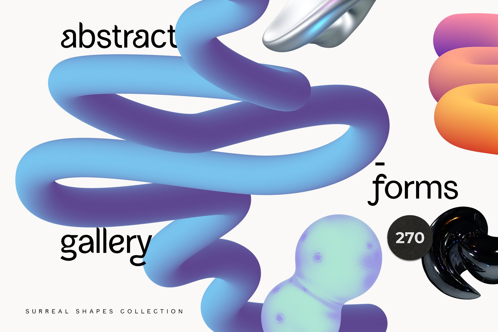 270个抽象全息形状渐变混合艺术创作后现代海报3D图形 ABSTRACT holo shapes gradients blend 图片素材 sucaiwan.com