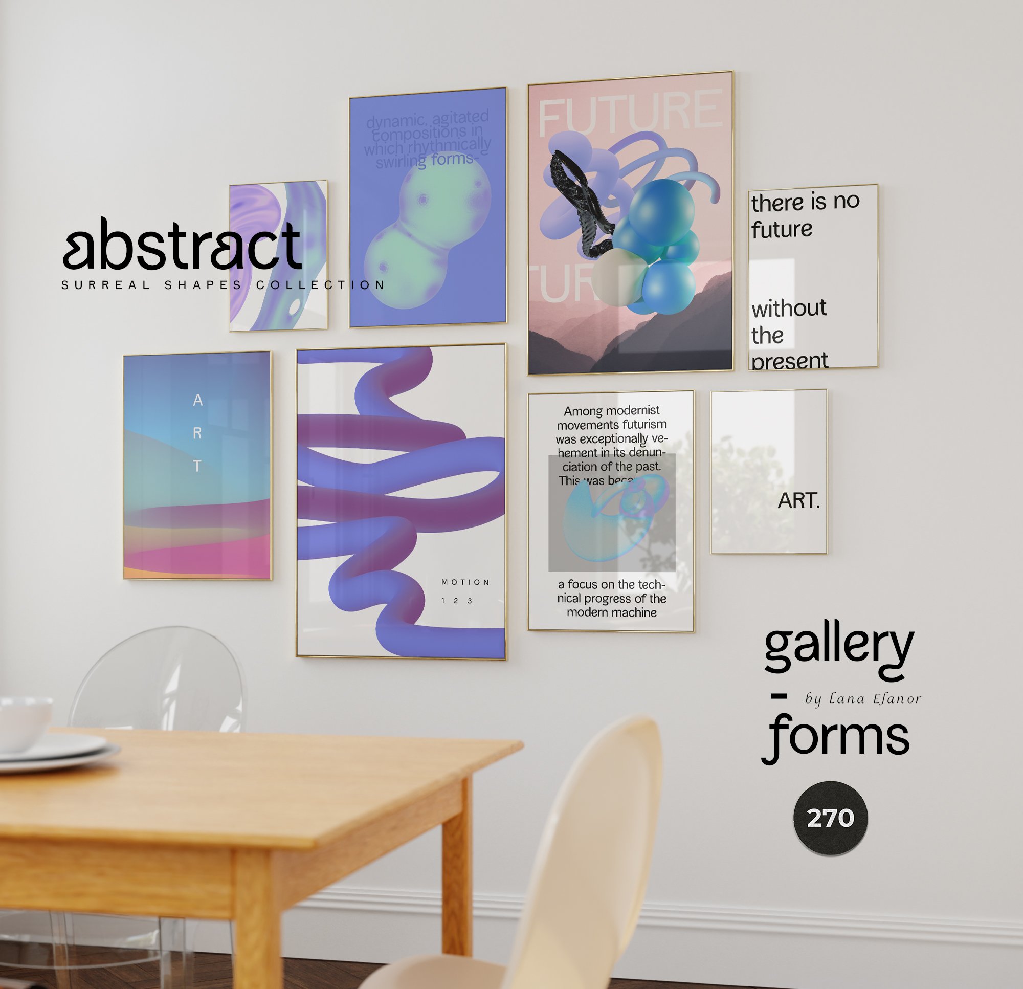 270个抽象全息形状渐变混合艺术创作后现代海报3D图形 ABSTRACT holo shapes gradients blend 图片素材 sucaiwan.com