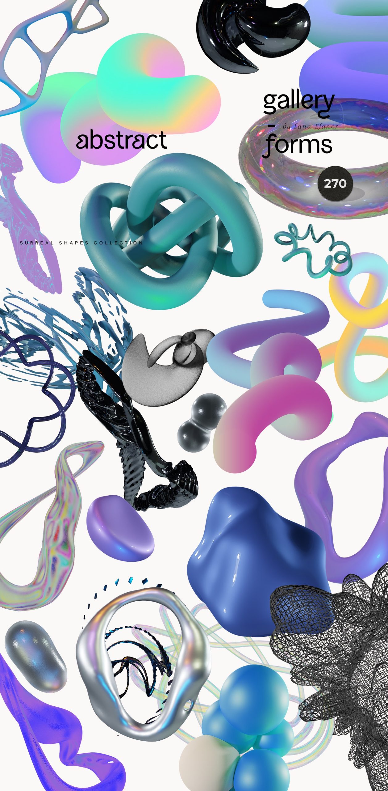 270个抽象全息形状渐变混合艺术创作后现代海报3D图形 ABSTRACT holo shapes gradients blend 图片素材 sucaiwan.com