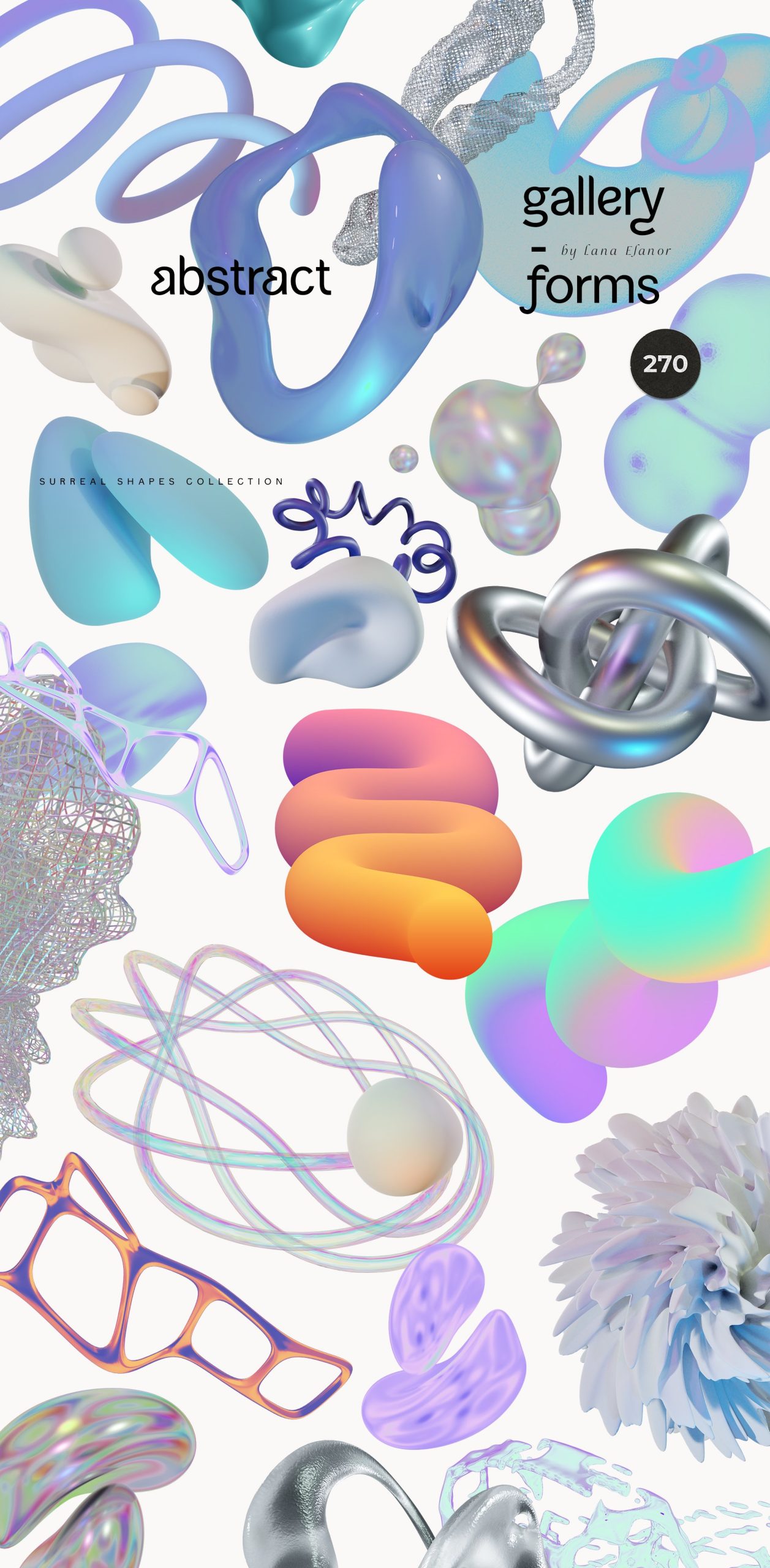 270个抽象全息形状渐变混合艺术创作后现代海报3D图形 ABSTRACT holo shapes gradients blend 图片素材 sucaiwan.com