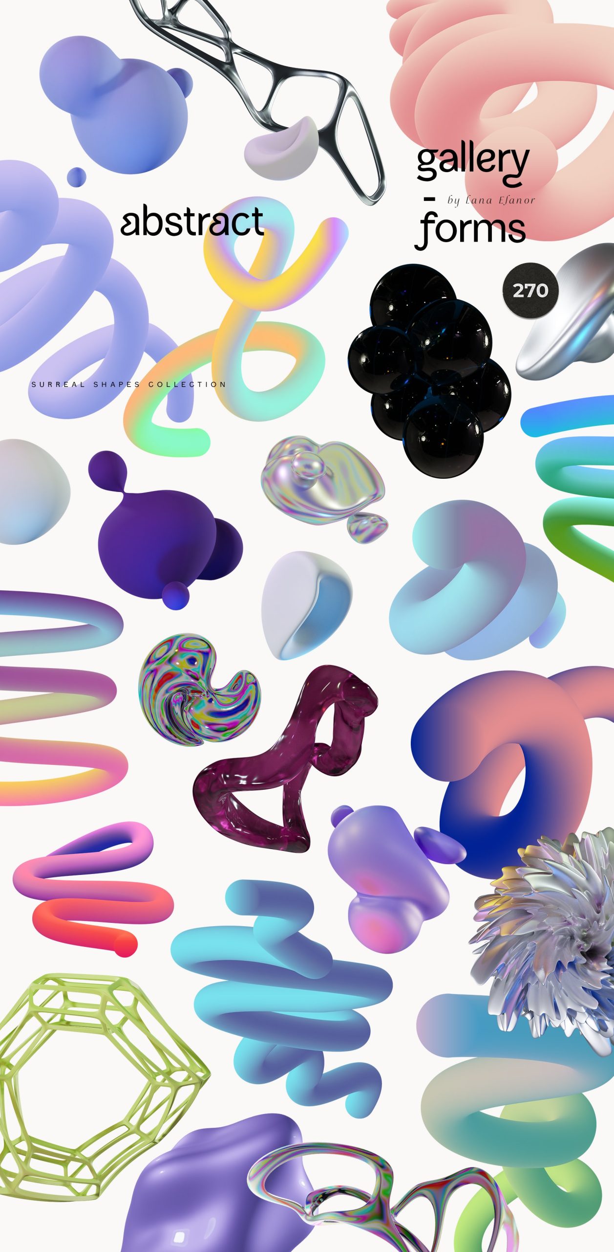 270个抽象全息形状渐变混合艺术创作后现代海报3D图形 ABSTRACT holo shapes gradients blend 图片素材 sucaiwan.com