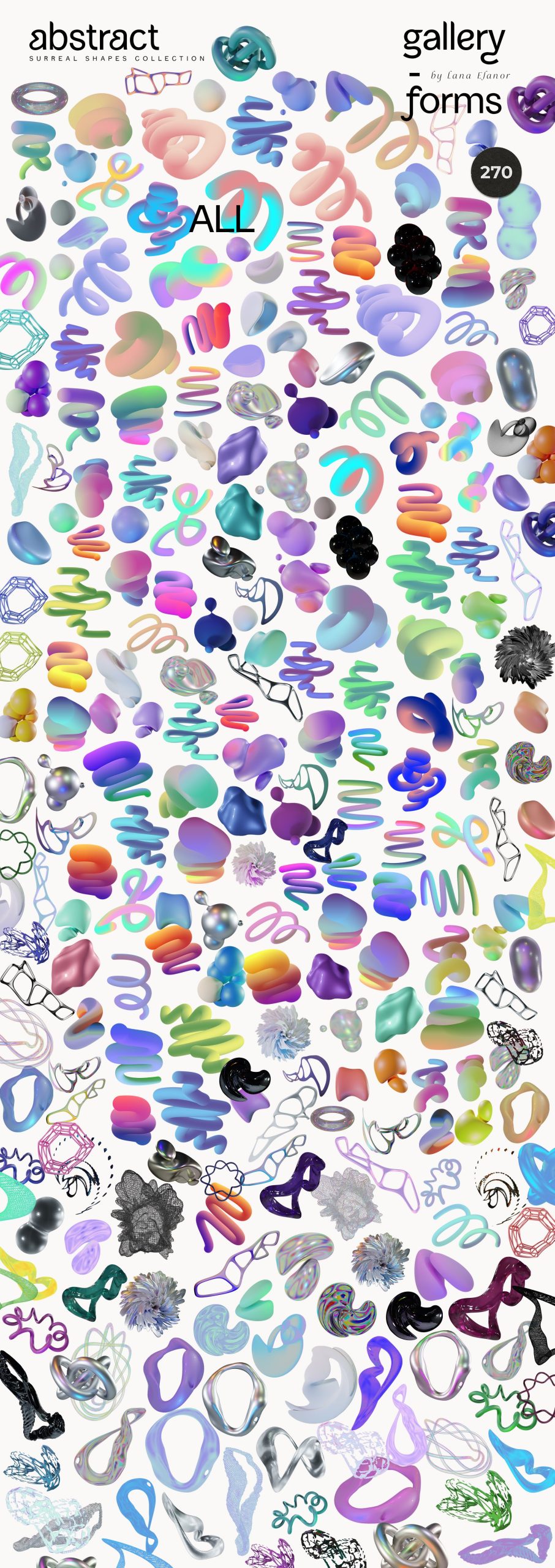 270个抽象全息形状渐变混合艺术创作后现代海报3D图形 ABSTRACT holo shapes gradients blend 图片素材 sucaiwan.com