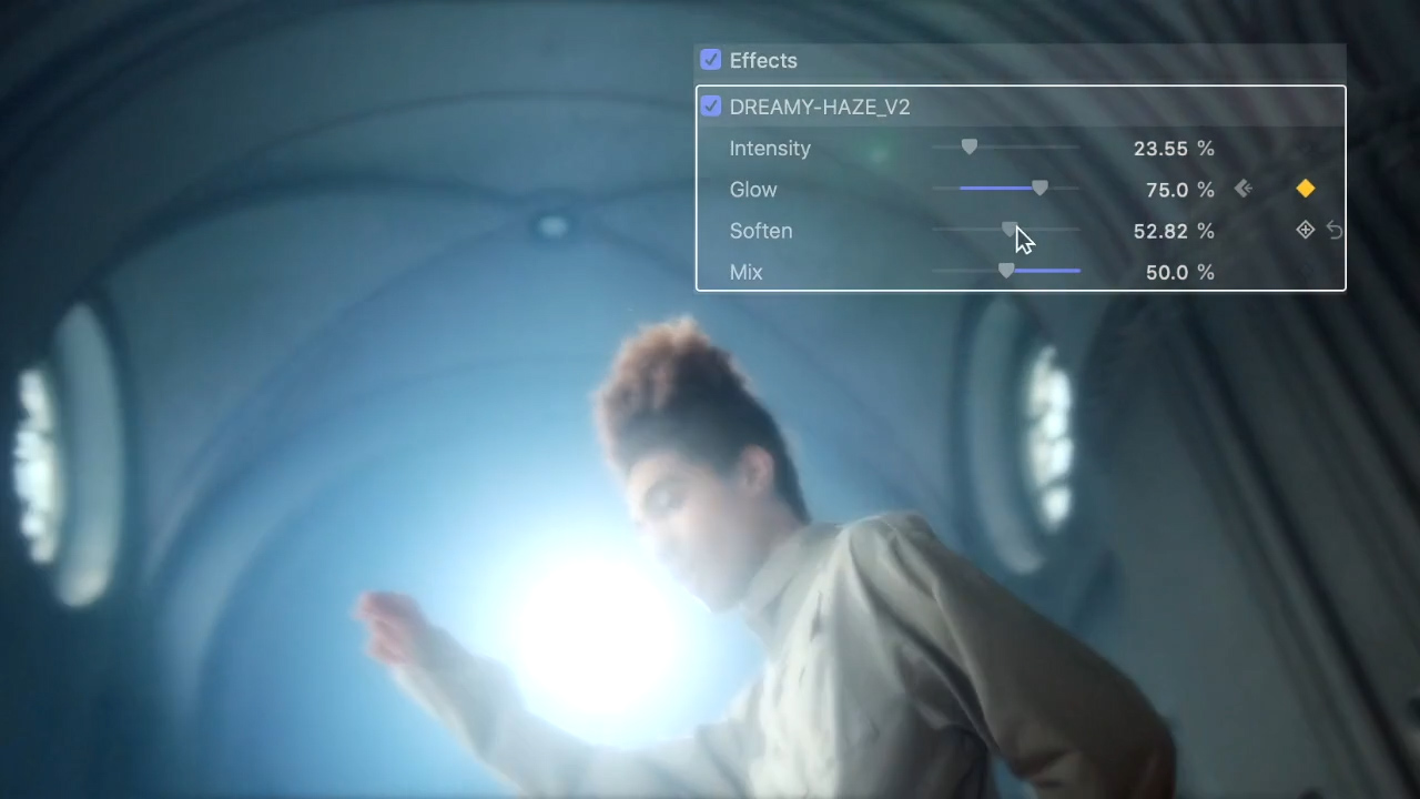 FCPX + RP插件 梦幻朦胧柔化软化皮肤去除瑕疵皱纹电影发光滤镜效果 DREAMY HAZE V2.0 插件预设 sucaiwan.com