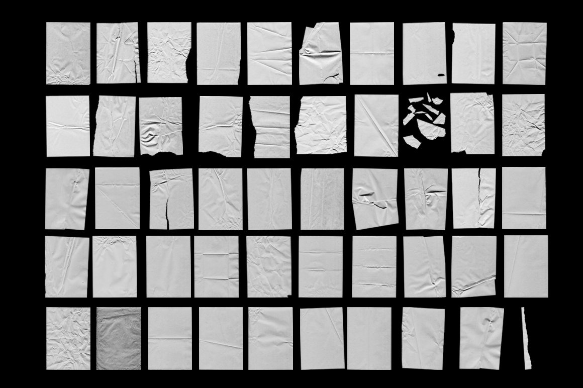 50个复古皱纹纸样机 Wrinkle Paper Mockup Vintage 样机素材 sucaiwan.com