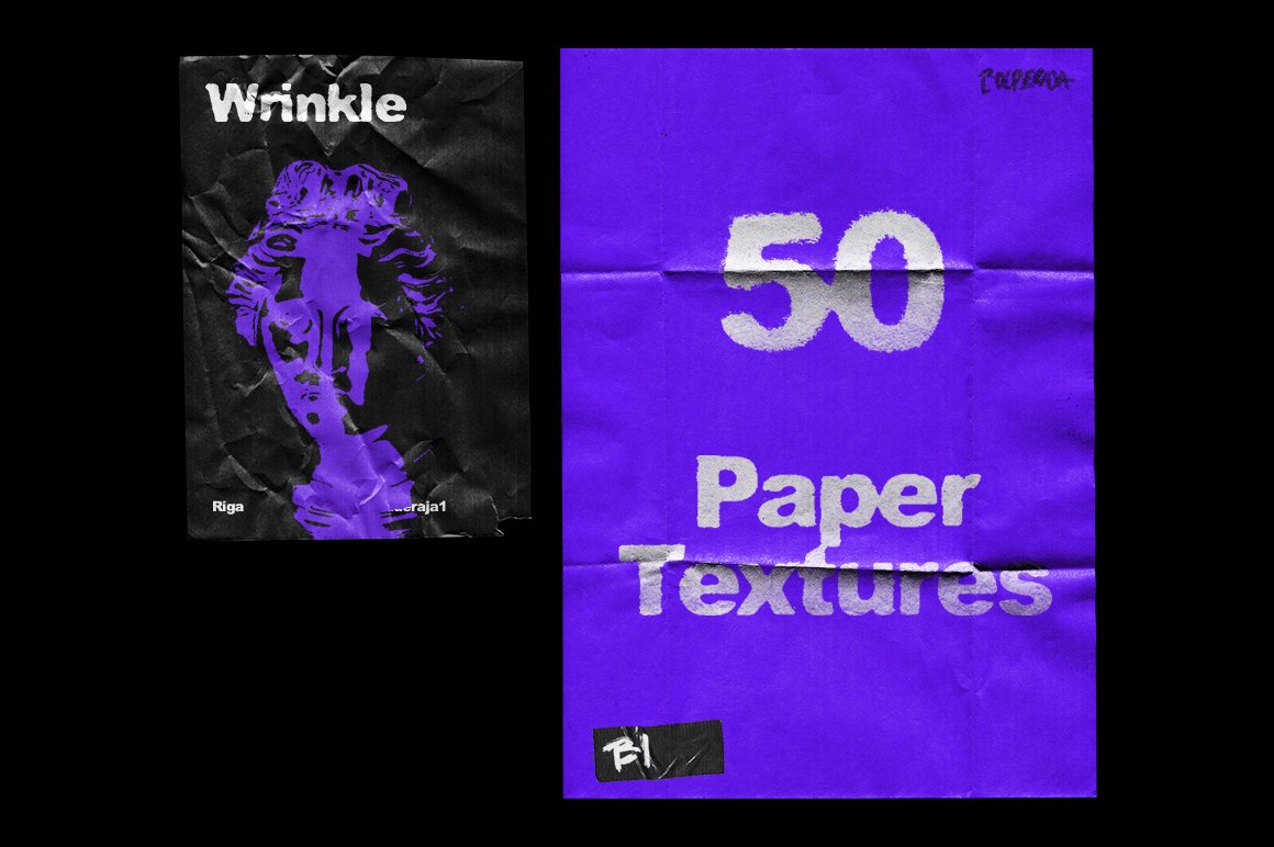50个复古皱纹纸样机 Wrinkle Paper Mockup Vintage 样机素材 sucaiwan.com
