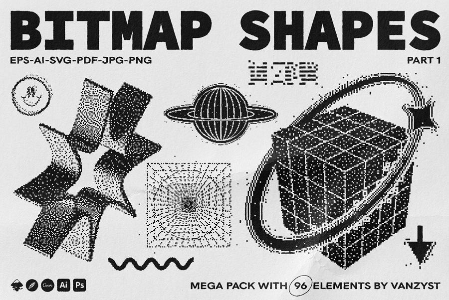 96种现代抽象几何位图矢量形状图形元素 Bitmap Vector Shapes. Part 1 图片素材 第1张-素材湾丨精选海外优质设计素材资源 96种现代抽象几何位图矢量形状图形元素 Bitmap Vector Shapes. Part 1 图片素材 sucaiwan.com