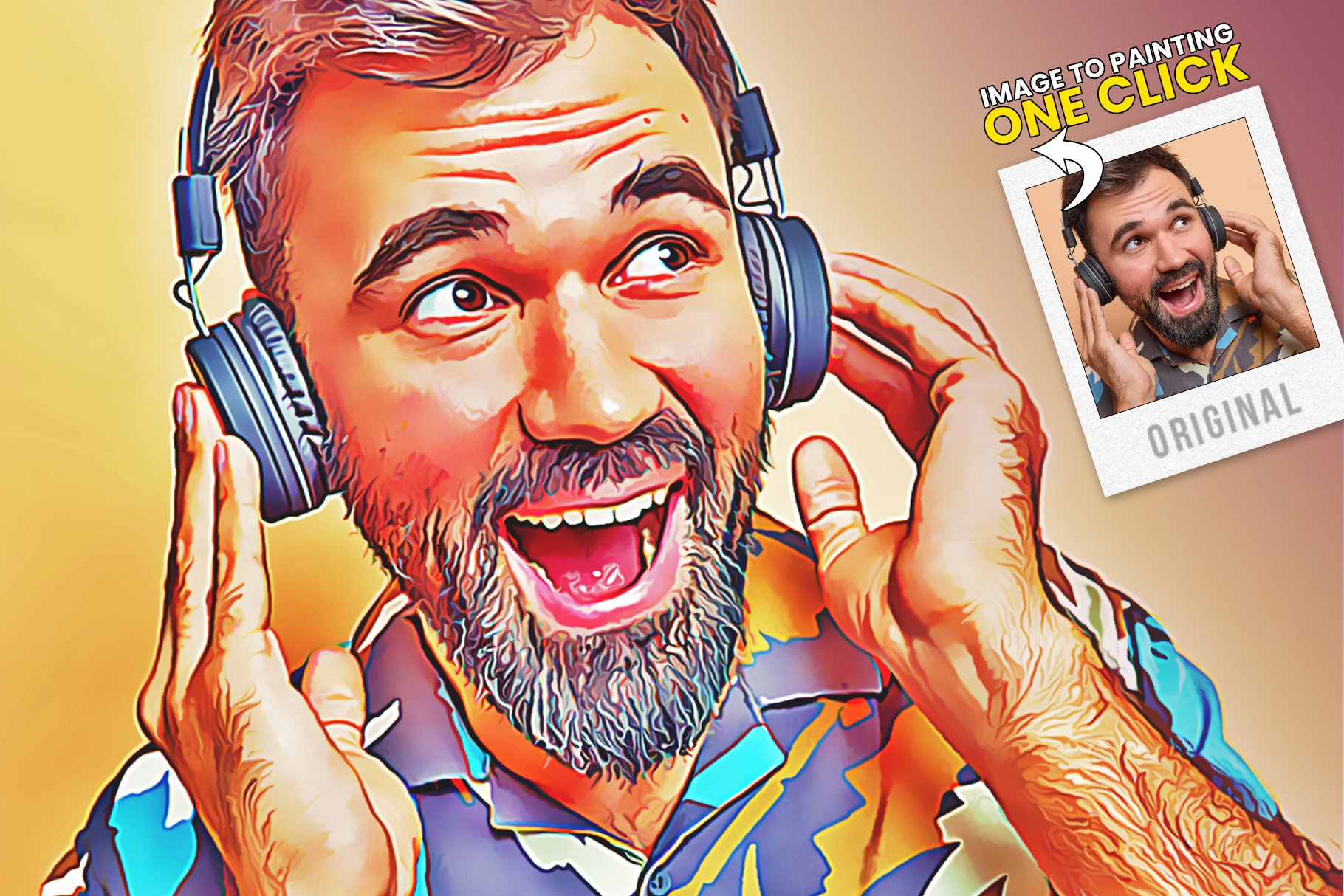 Cartoon Oil Painting 油画照片绘画效果 Photoshop动作 插件预设 sucaiwan.com