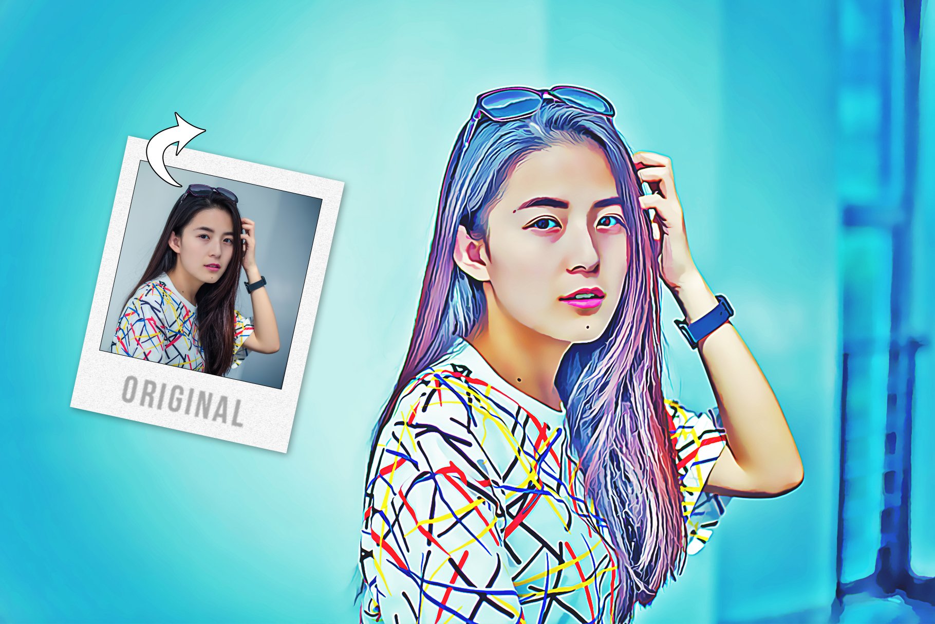 Cartoon Oil Painting 油画照片绘画效果 Photoshop动作 插件预设 sucaiwan.com