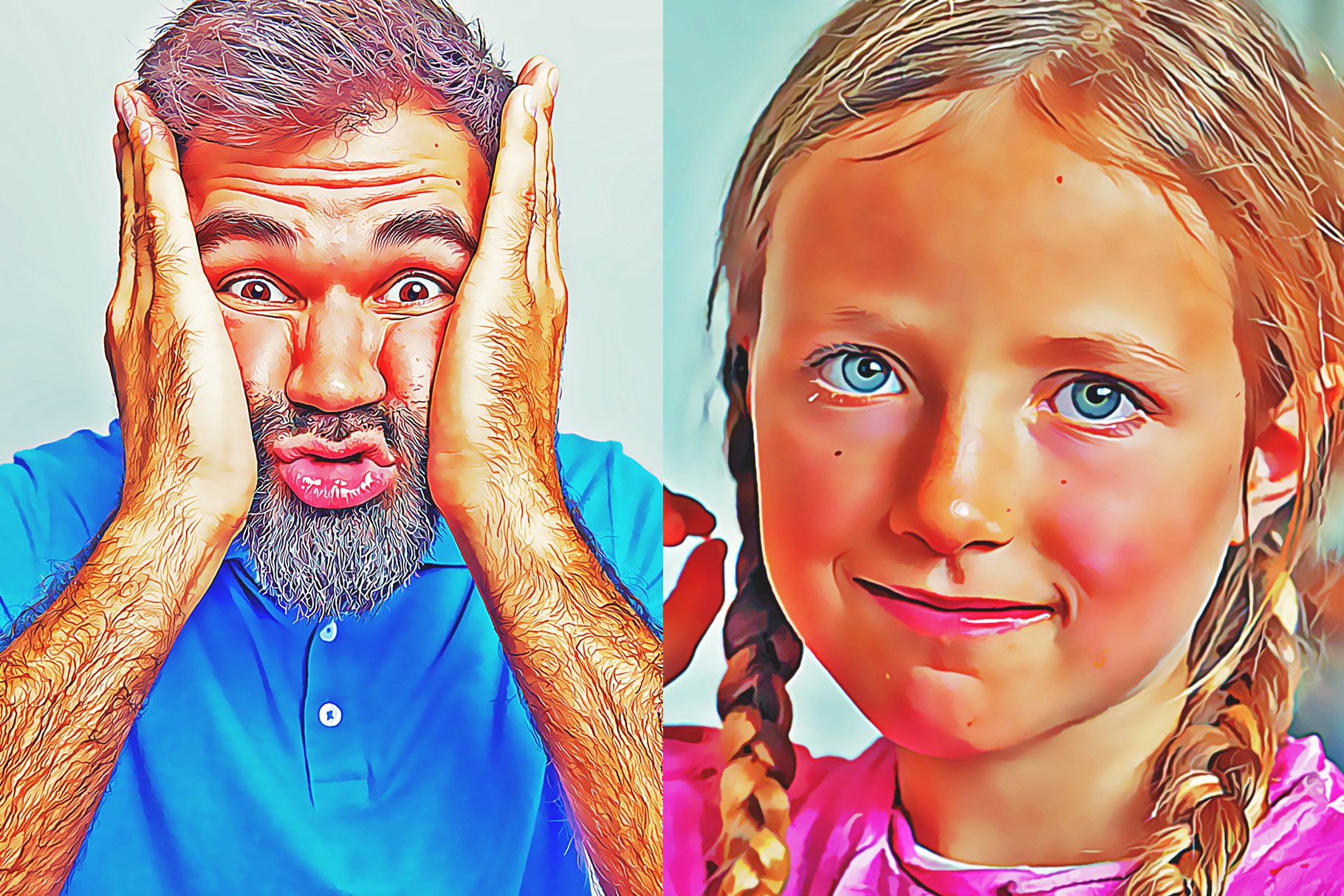 Cartoon Oil Painting 油画照片绘画效果 Photoshop动作 插件预设 sucaiwan.com