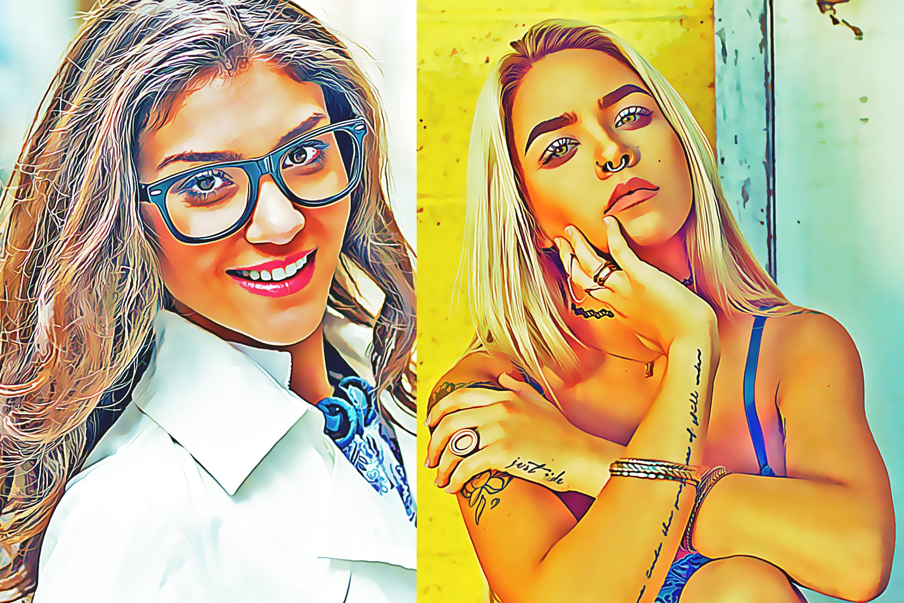 Cartoon Oil Painting 油画照片绘画效果 Photoshop动作 插件预设 sucaiwan.com