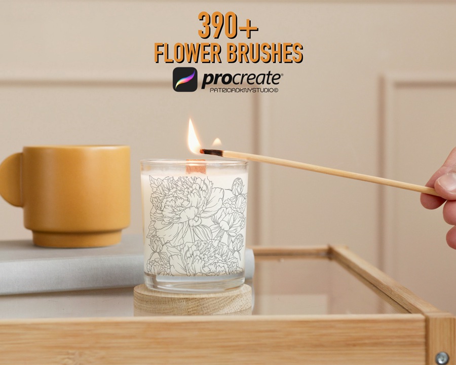 390+植物花卉线描画Procreate笔刷套装 , sucaiwan.com