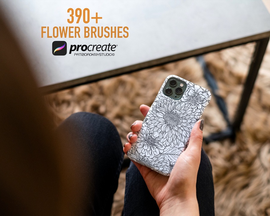 390+植物花卉线描画Procreate笔刷套装 , sucaiwan.com