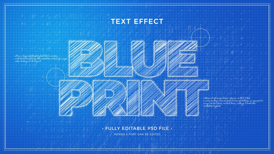 10款蓝图草图文字效果图层样式PSD , sucaiwan.com