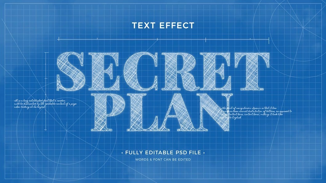 10款蓝图草图文字效果图层样式PSD , sucaiwan.com