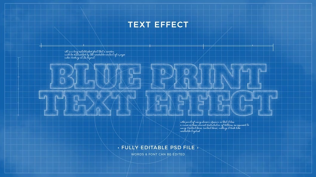10款蓝图草图文字效果图层样式PSD , sucaiwan.com