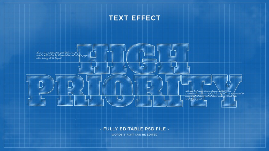10款蓝图草图文字效果图层样式PSD , sucaiwan.com