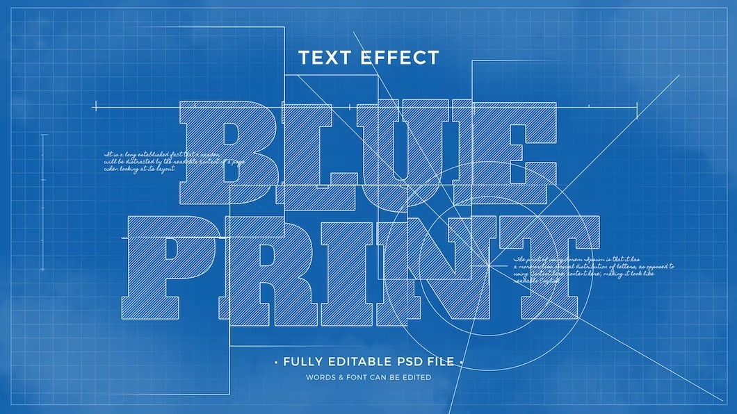 10款蓝图草图文字效果图层样式PSD , sucaiwan.com