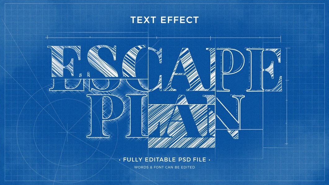 10款蓝图草图文字效果图层样式PSD , sucaiwan.com