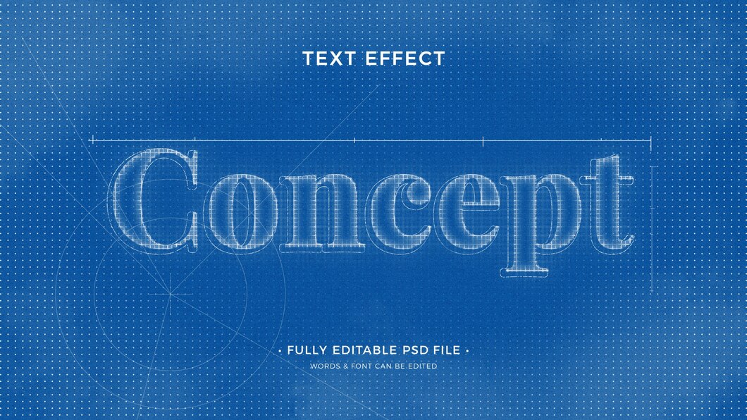 10款蓝图草图文字效果图层样式PSD , sucaiwan.com