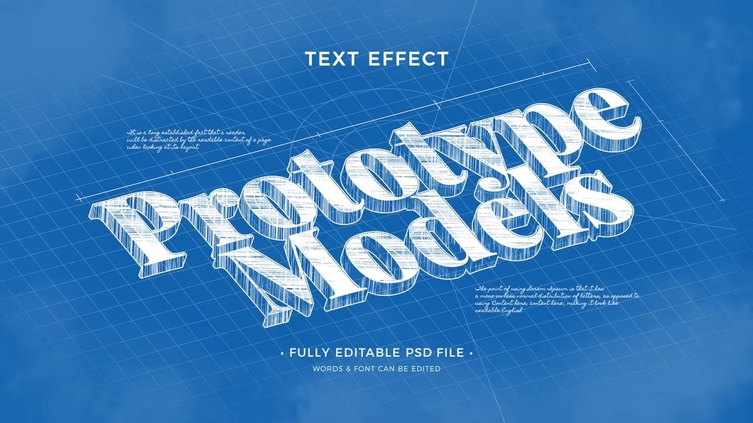 10款蓝图草图文字效果图层样式PSD , sucaiwan.com
