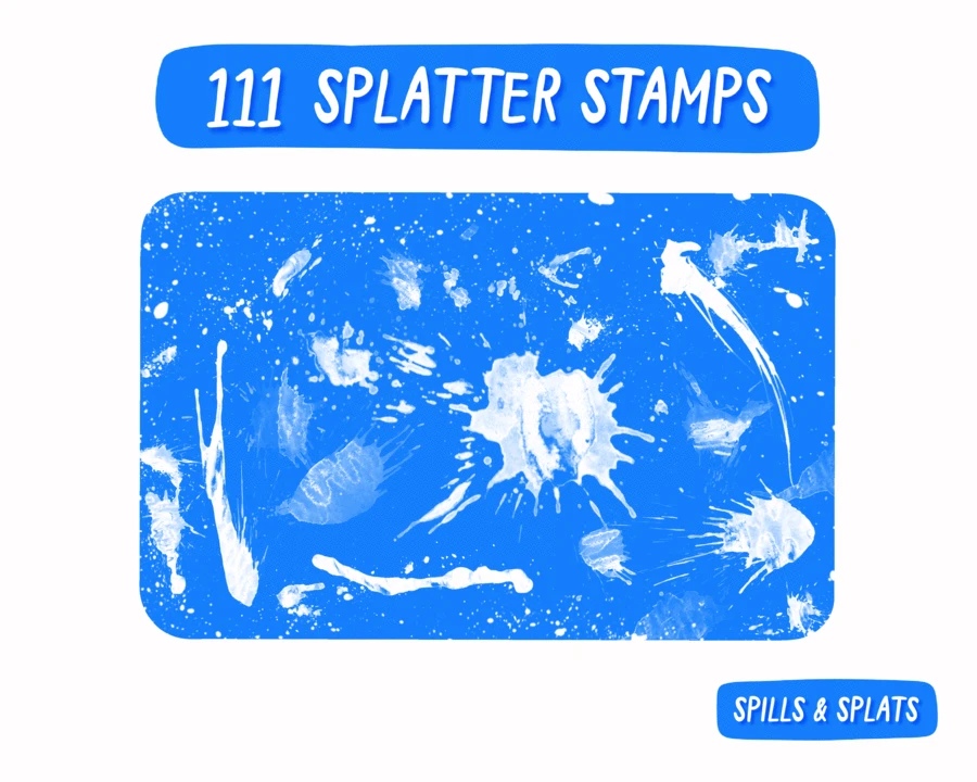 111个逼真的墨迹喷溅效果Procreate笔刷 , sucaiwan.com
