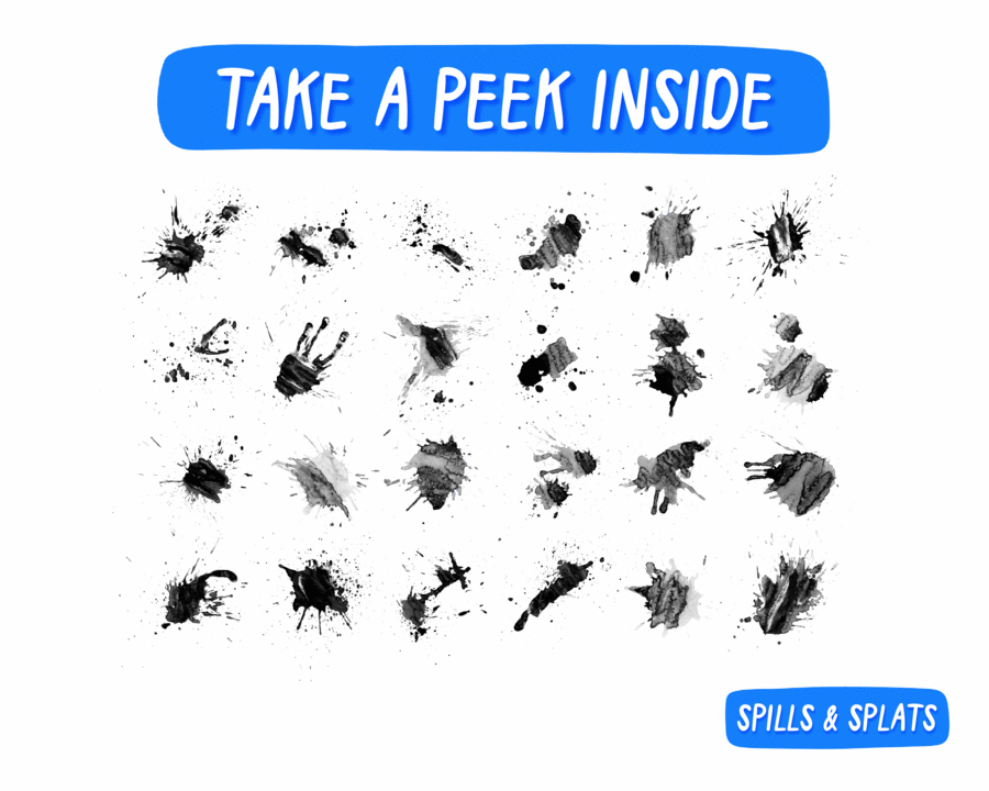 111个逼真的墨迹喷溅效果Procreate笔刷 , sucaiwan.com
