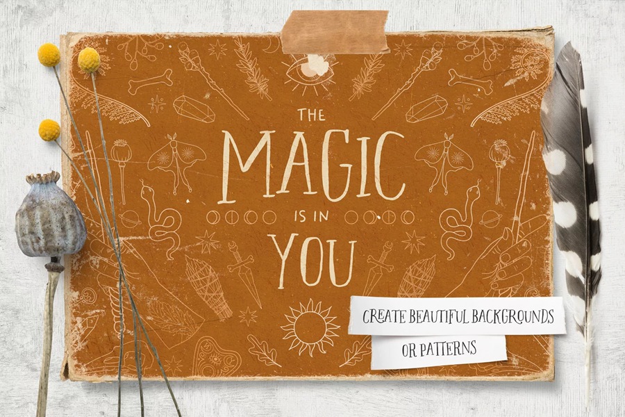 140个魔法符号图案Procreate笔刷套装 , sucaiwan.com