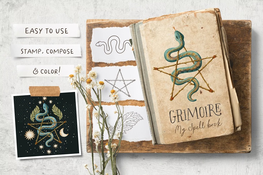 140个魔法符号图案Procreate笔刷套装 , sucaiwan.com