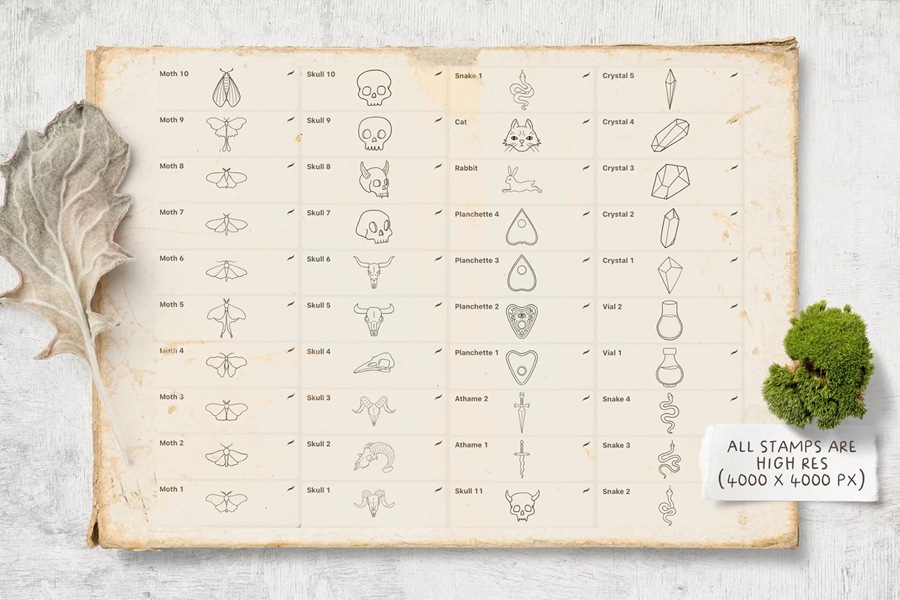 140个魔法符号图案Procreate笔刷套装 , sucaiwan.com