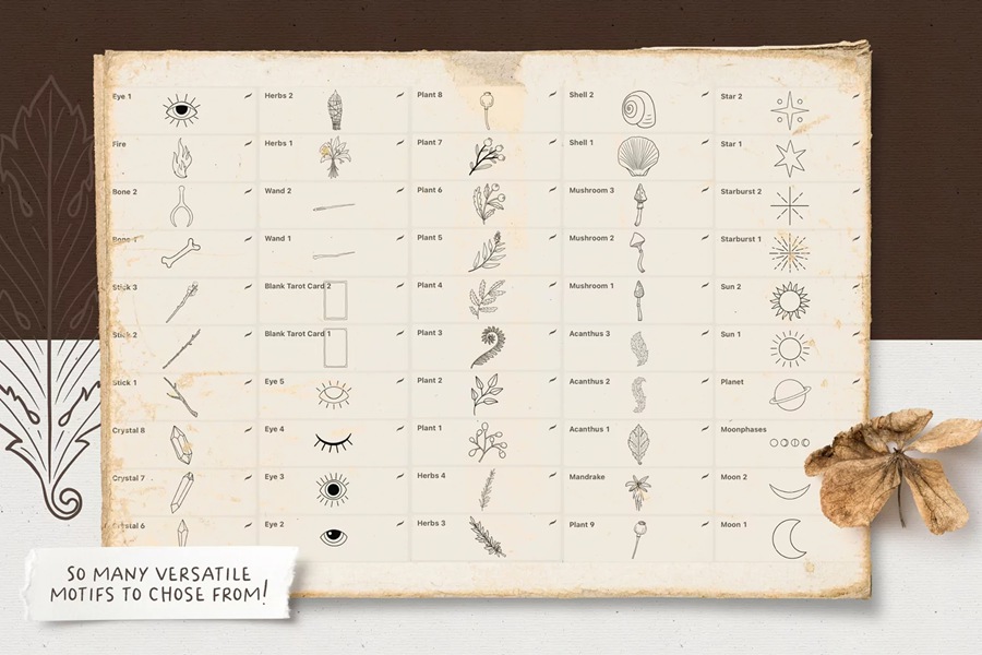 140个魔法符号图案Procreate笔刷套装 , sucaiwan.com