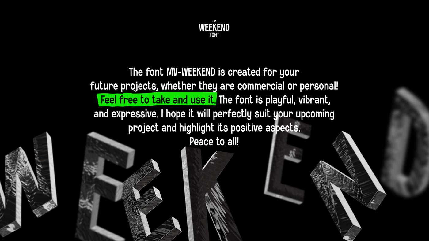 The WEEKEND时尚英文字体，免费可商用 设计素材 sucaiwan.com