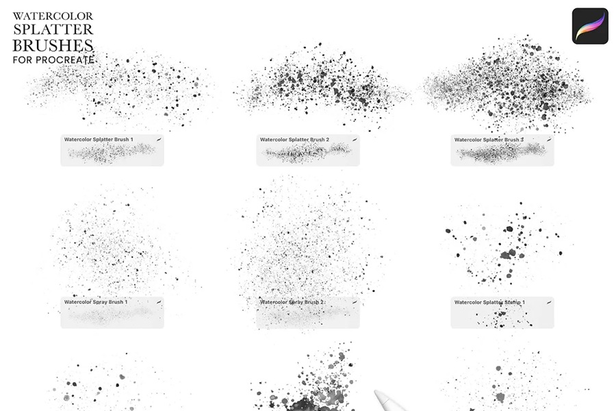 18个水彩晕染喷溅效果Procreate笔刷 笔刷资源 sucaiwan.com