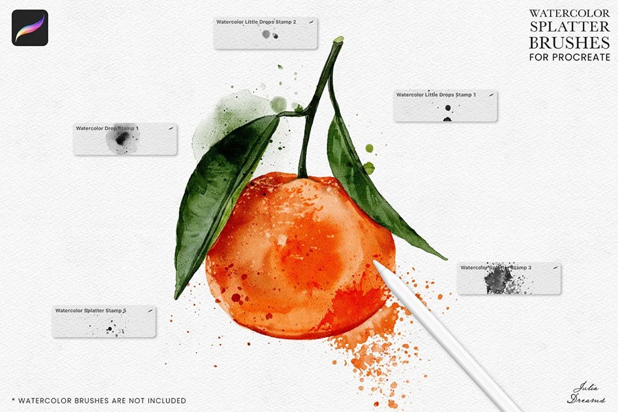 18个水彩晕染喷溅效果Procreate笔刷 笔刷资源 sucaiwan.com