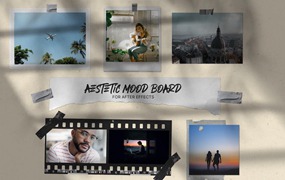 AE模板:11个老式宝丽来情绪板婚礼情人节照片拼贴模板